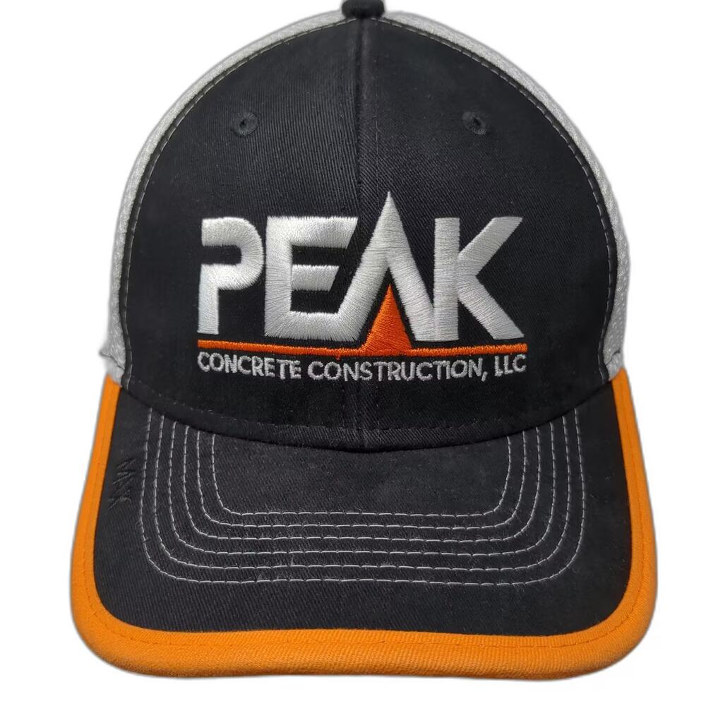 MAX Peak Concrete Construction Baseball Cap Black Orange Strapback Mesh OS Flag